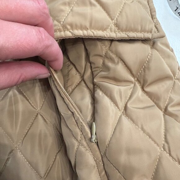 Michael Kors Tan Quilted Jacket W/ Sherpa Collar Zip Closure Womens Size M - Picture 15 of 16